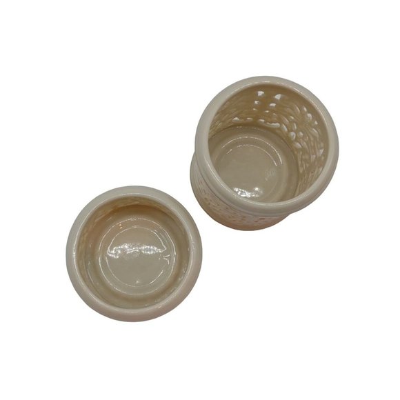 Lenox Tea Light Holders Cream Pierced Fine Porcelain 3 and 1.75 Inches Tall - Picture 4 of 7